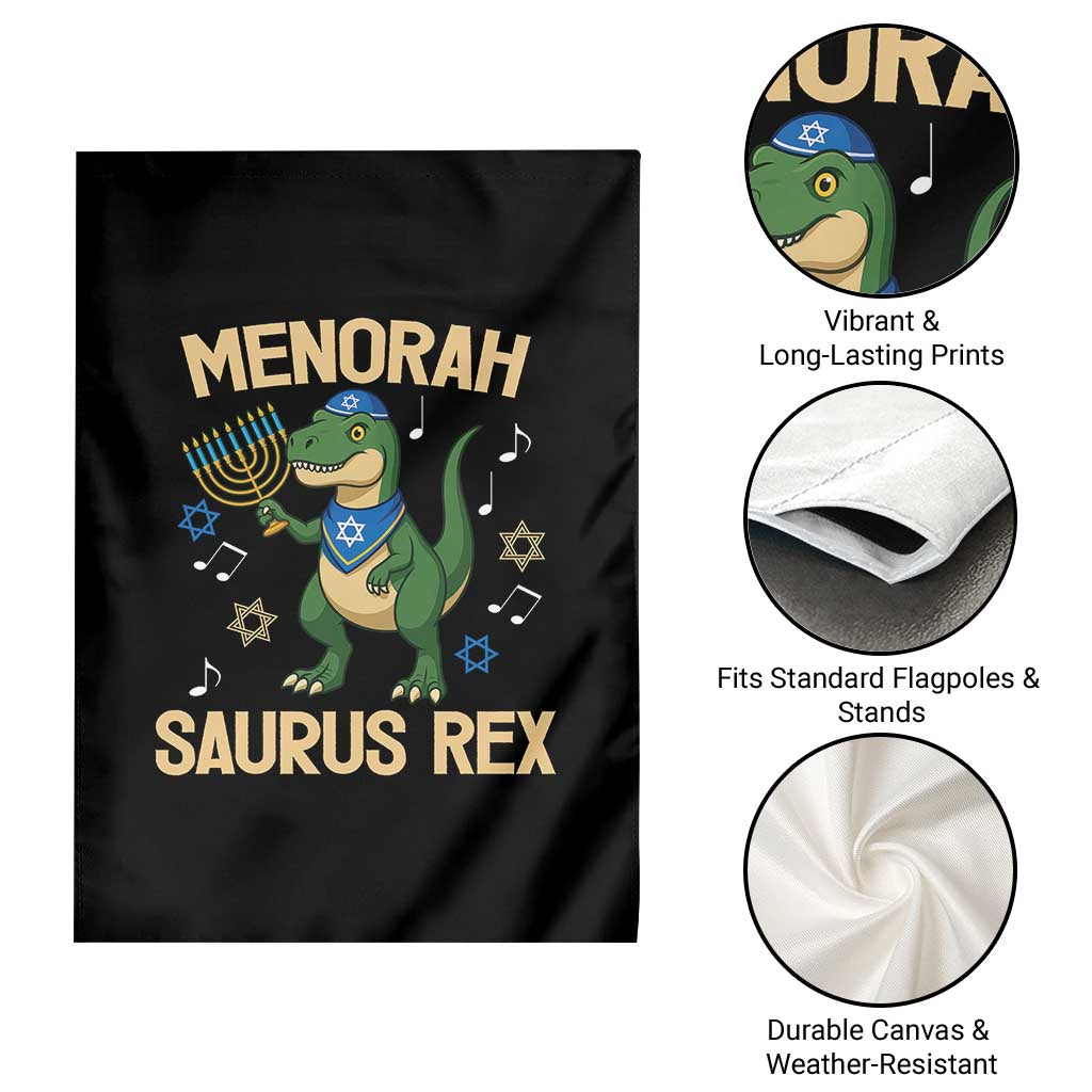 Funny Hanukkah Dinosaur Lover Garden Flag Menorasaurus Rex Festival Of Lights Gift TS12 Print Your Wear