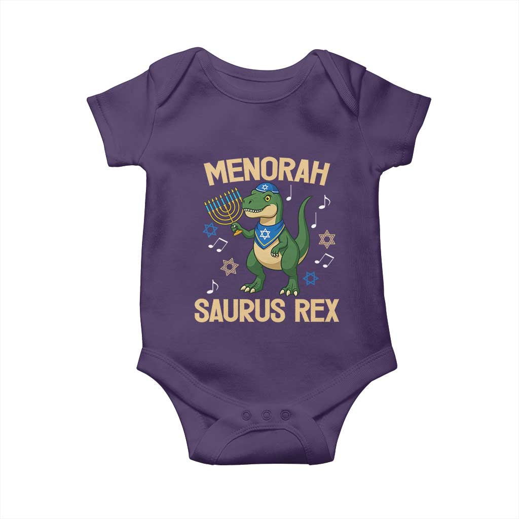 Funny Hanukkah Dinosaur Lover Baby Onesie Menorasaurus Rex Festival Of Lights Gift TS12 Purple Print Your Wear