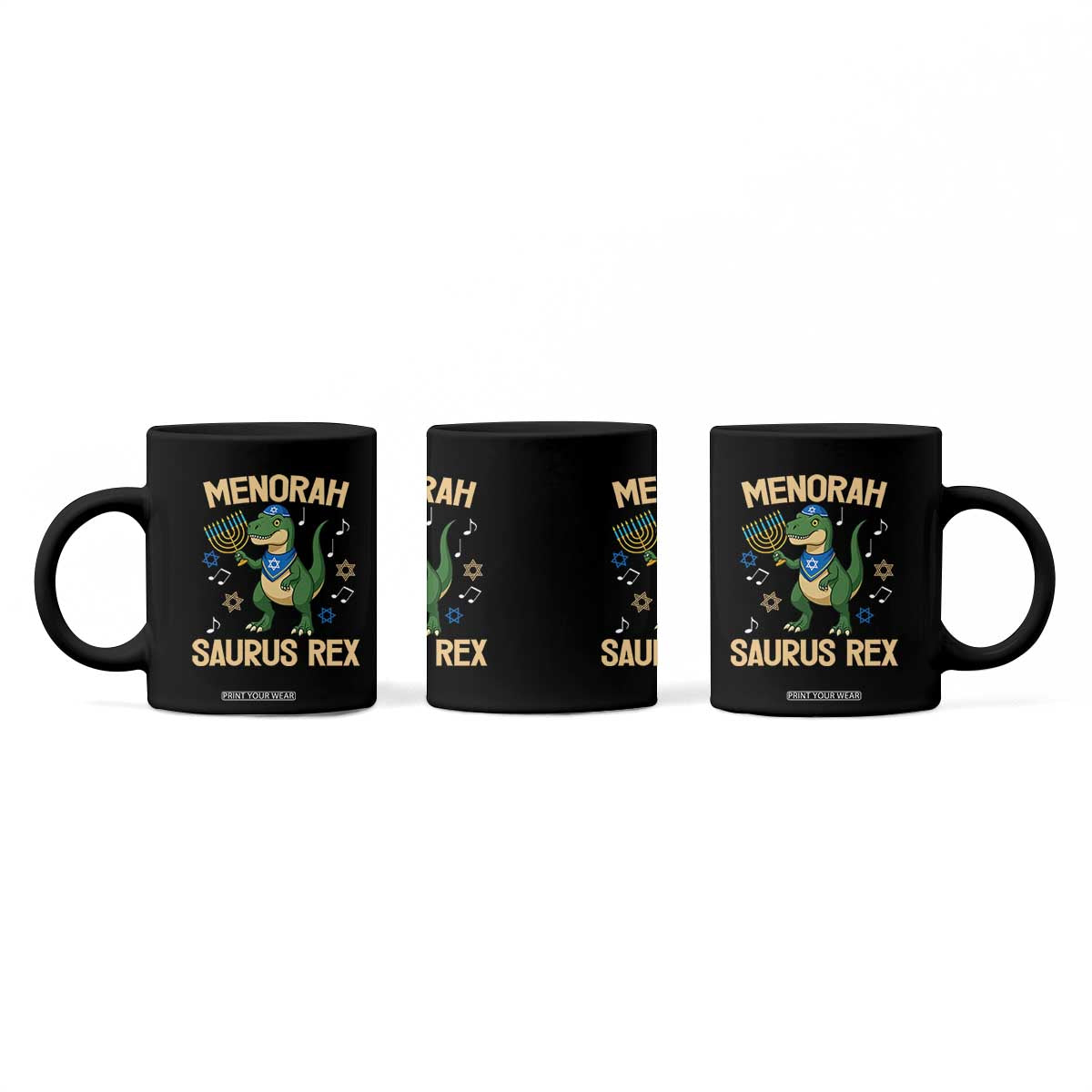 Funny Hanukkah Dinosaur Lover Coffee Mug Menorasaurus Rex Festival Of Lights Gift TS12 Print Your Wear