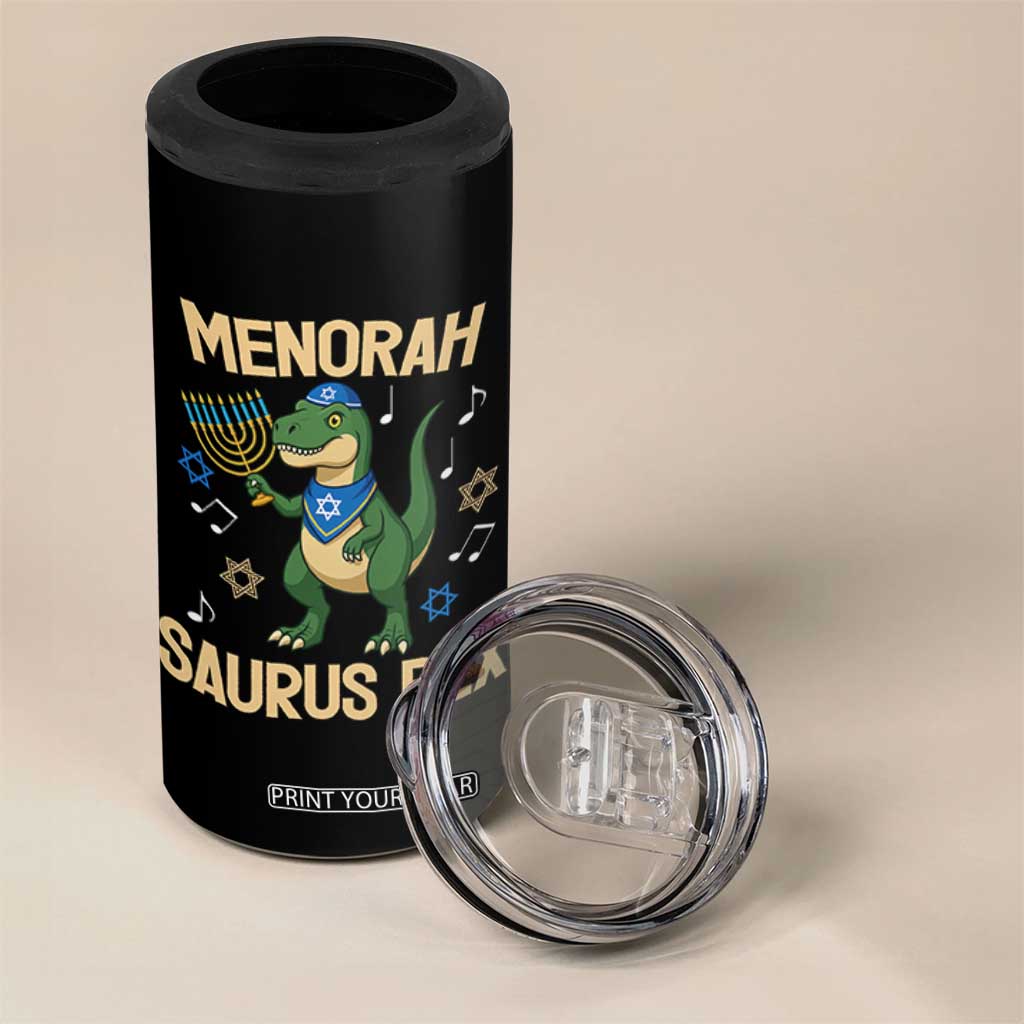 Funny Hanukkah Dinosaur Lover 4 in 1 Can Cooler Tumbler Menorasaurus Rex Festival Of Lights Gift TS12 Print Your Wear
