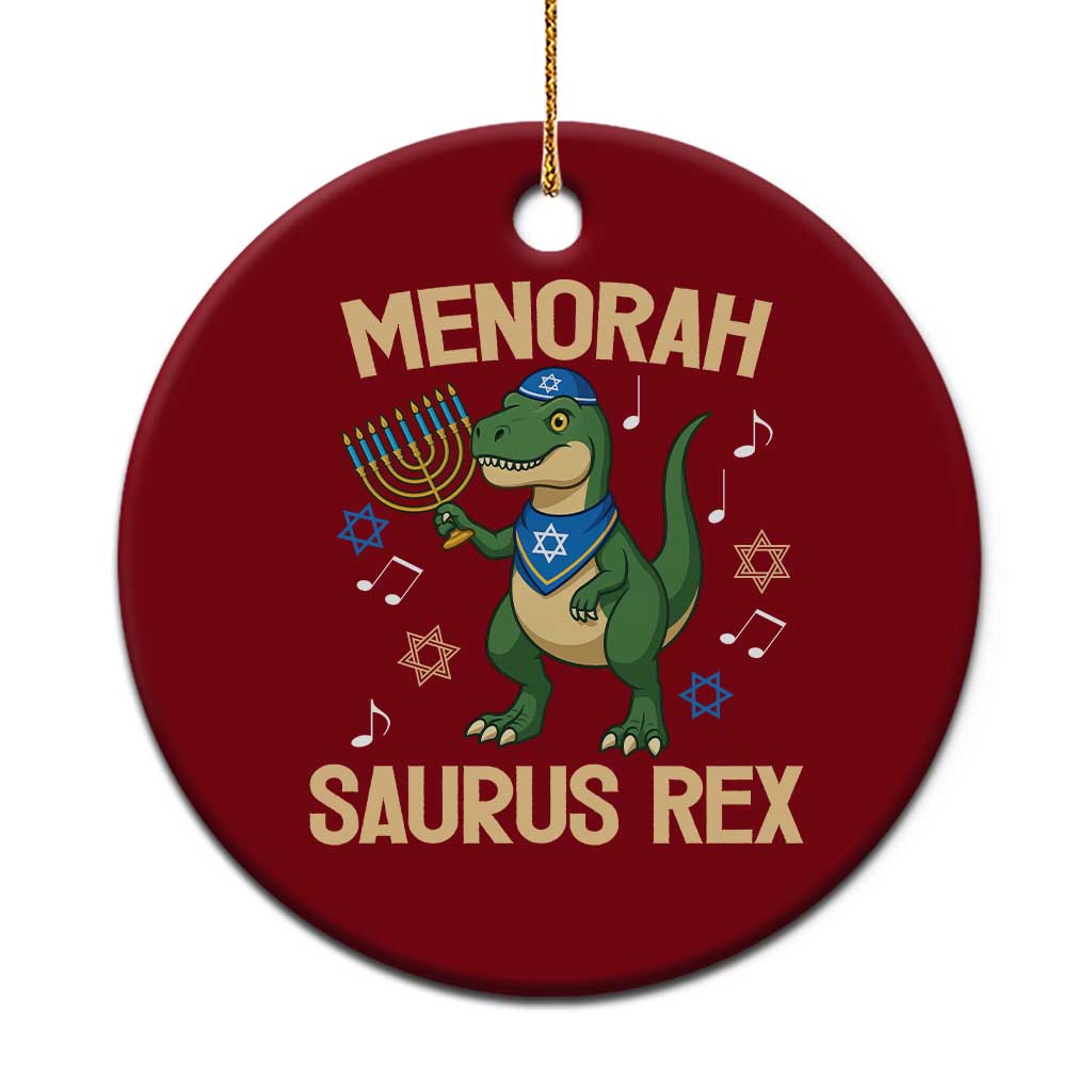 Funny Hanukkah Dinosaur Lover Ceramic Ornament Menorasaurus Rex Festival Of Lights Gift TS12 1pc Red Print Your Wear