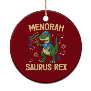 Funny Hanukkah Dinosaur Lover Ceramic Ornament Menorasaurus Rex Festival Of Lights Gift TS12 1pc Red Print Your Wear