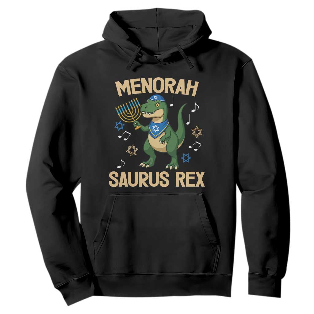 Funny Hanukkah Dinosaur Lover Hoodie Menorasaurus Rex Festival Of Lights Gift TS12 Black Print Your Wear