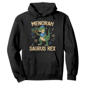Funny Hanukkah Dinosaur Lover Hoodie Menorasaurus Rex Festival Of Lights Gift TS12 Black Print Your Wear