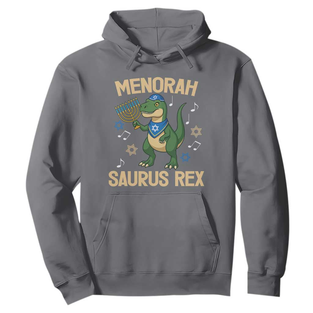 Funny Hanukkah Dinosaur Lover Hoodie Menorasaurus Rex Festival Of Lights Gift TS12 Charcoal Print Your Wear