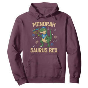 Funny Hanukkah Dinosaur Lover Hoodie Menorasaurus Rex Festival Of Lights Gift TS12 Maroon Print Your Wear