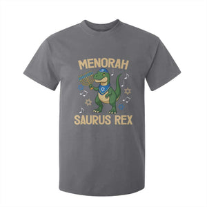 Funny Hanukkah Dinosaur Lover T Shirt For Kid Menorasaurus Rex Festival Of Lights Gift TS12 Charcoal Print Your Wear
