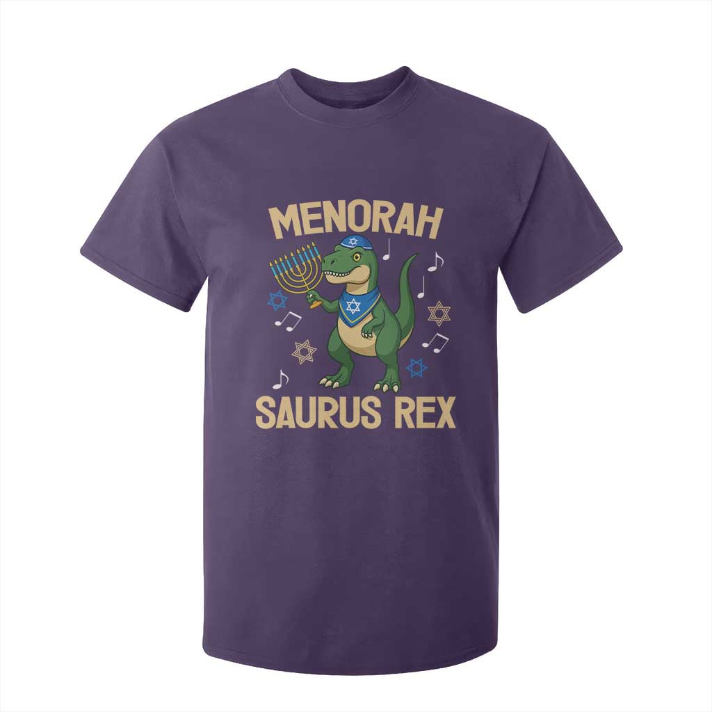 Funny Hanukkah Dinosaur Lover T Shirt For Kid Menorasaurus Rex Festival Of Lights Gift TS12 Purple Print Your Wear