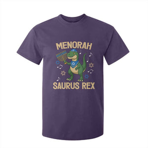Funny Hanukkah Dinosaur Lover T Shirt For Kid Menorasaurus Rex Festival Of Lights Gift TS12 Purple Print Your Wear