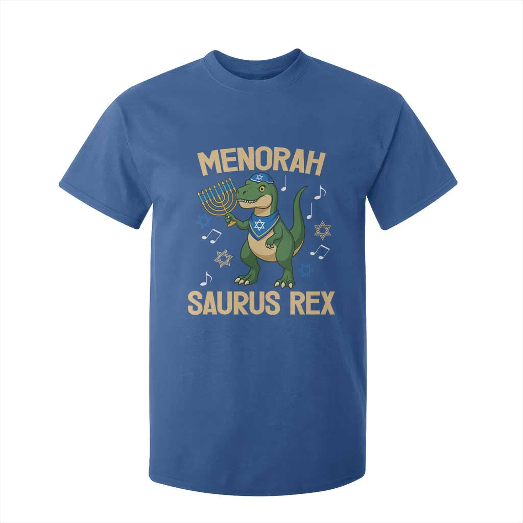 Funny Hanukkah Dinosaur Lover T Shirt For Kid Menorasaurus Rex Festival Of Lights Gift TS12 Royal Blue Print Your Wear