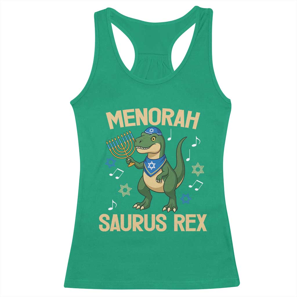 Funny Hanukkah Dinosaur Lover Racerback Tank Top Menorasaurus Rex Festival Of Lights Gift TS12 Irish Green Print Your Wear