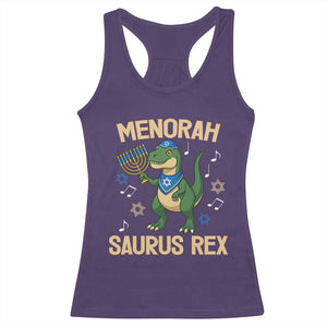 Funny Hanukkah Dinosaur Lover Racerback Tank Top Menorasaurus Rex Festival Of Lights Gift TS12 Purple Print Your Wear