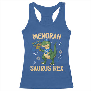 Funny Hanukkah Dinosaur Lover Racerback Tank Top Menorasaurus Rex Festival Of Lights Gift TS12 Royal Blue Print Your Wear