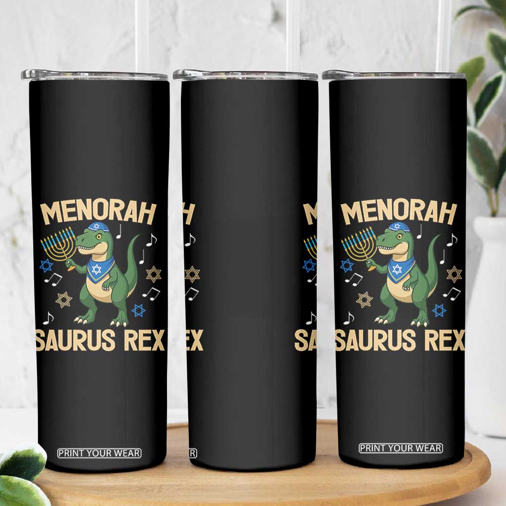 Funny Hanukkah Dinosaur Lover Skinny Tumbler Menorasaurus Rex Festival Of Lights Gift TS12 Print Your Wear