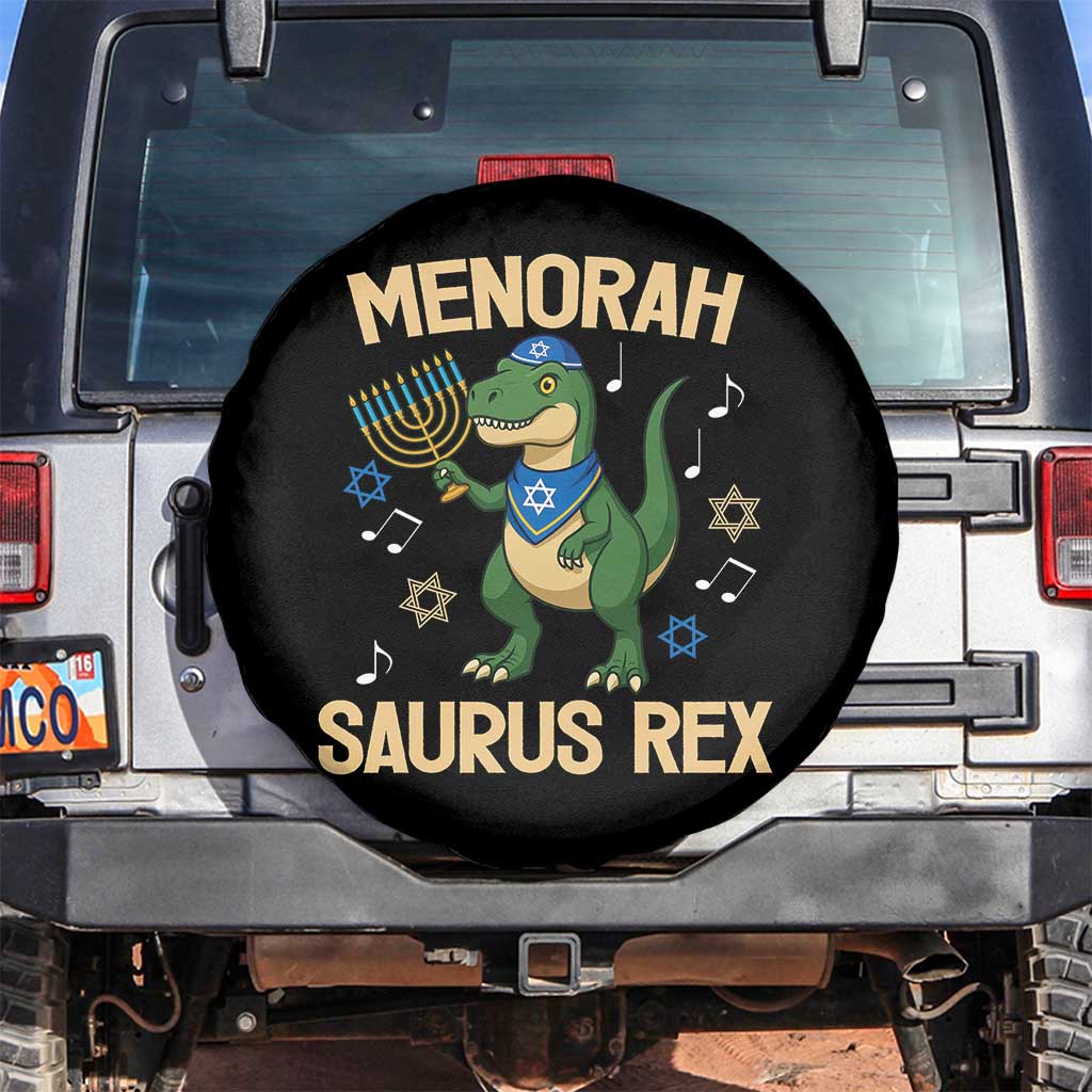Funny Hanukkah Dinosaur Lover Spare Tire Cover Menorasaurus Rex Festival Of Lights Gift TS12 No hole Black Print Your Wear