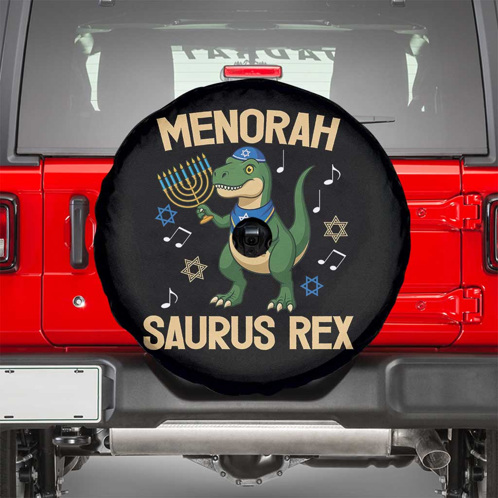 Funny Hanukkah Dinosaur Lover Spare Tire Cover Menorasaurus Rex Festival Of Lights Gift TS12 Black Print Your Wear