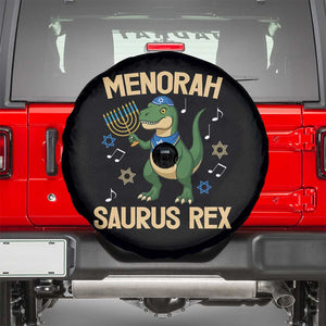 Funny Hanukkah Dinosaur Lover Spare Tire Cover Menorasaurus Rex Festival Of Lights Gift TS12 Black Print Your Wear