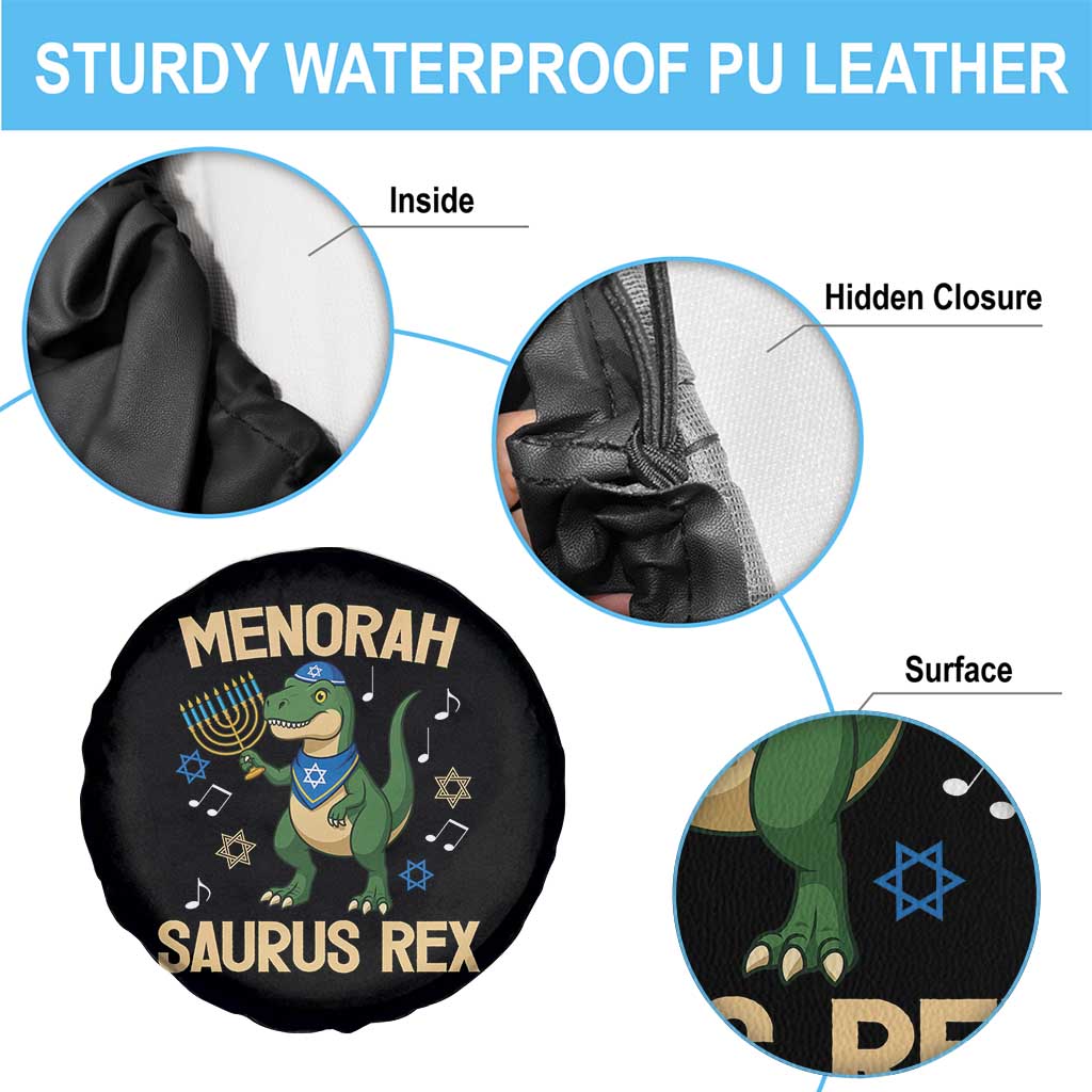 Funny Hanukkah Dinosaur Lover Spare Tire Cover Menorasaurus Rex Festival Of Lights Gift TS12 Print Your Wear
