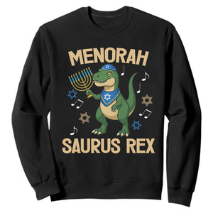 Funny Hanukkah Dinosaur Lover Sweatshirt Menorasaurus Rex Festival Of Lights Gift TS12 Black Print Your Wear
