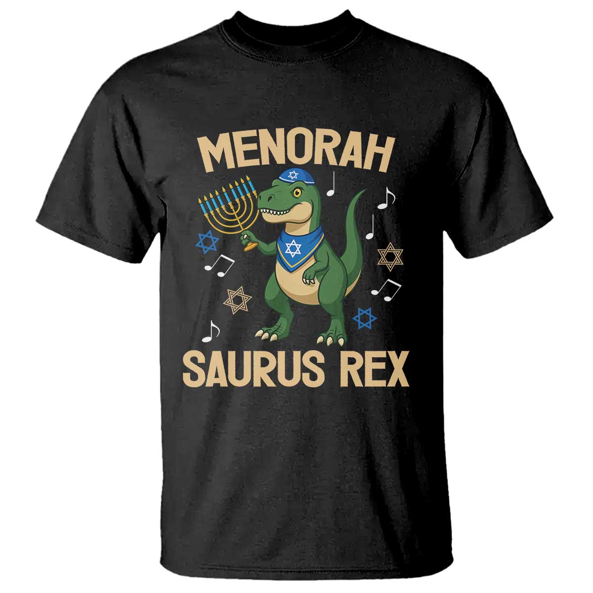 Funny Hanukkah Dinosaur Lover T Shirt Menorasaurus Rex Festival Of Lights Gift TS12 Black Print Your Wear