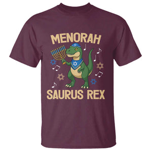 Funny Hanukkah Dinosaur Lover T Shirt Menorasaurus Rex Festival Of Lights Gift TS12 Maroon Print Your Wear
