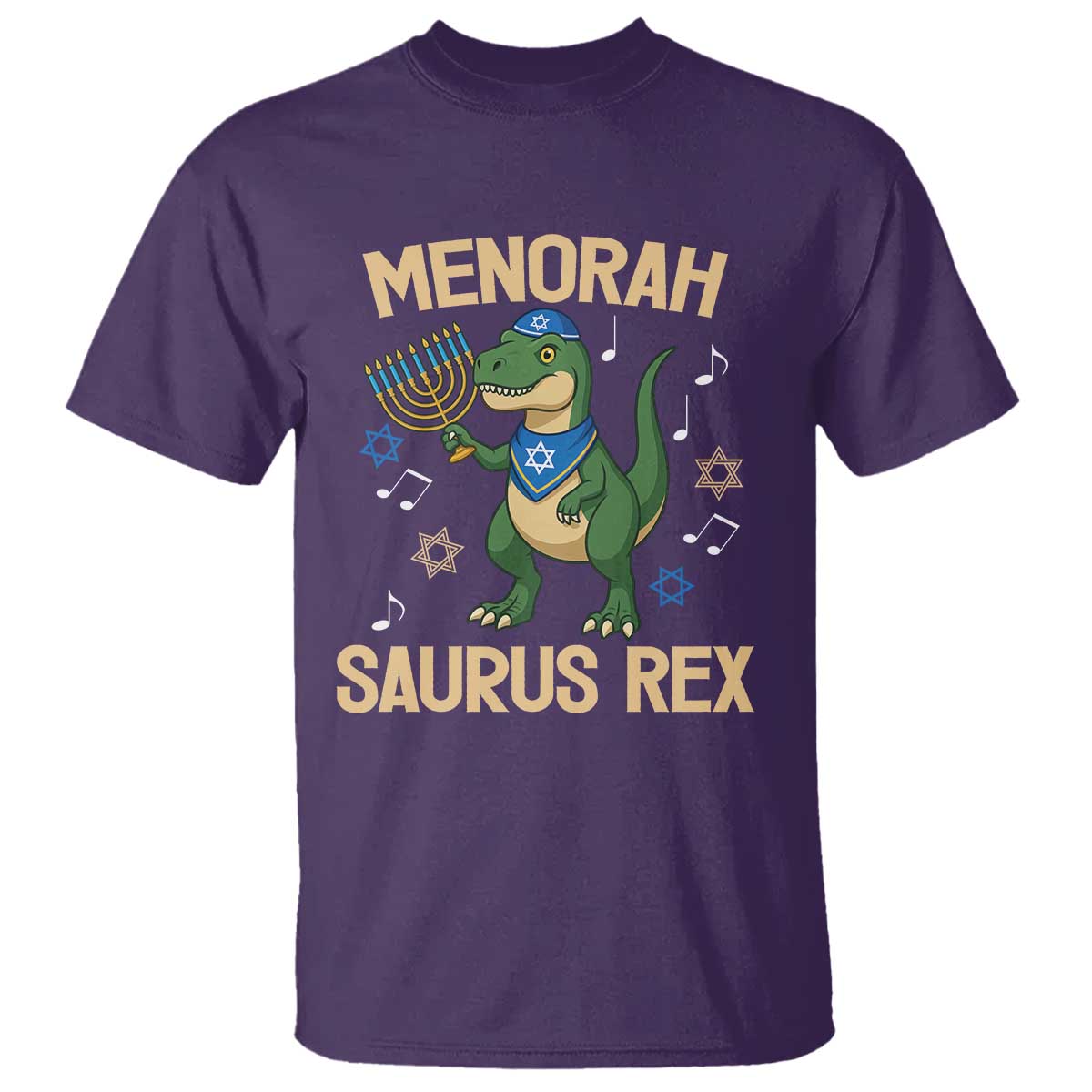 Funny Hanukkah Dinosaur Lover T Shirt Menorasaurus Rex Festival Of Lights Gift TS12 Purple Print Your Wear