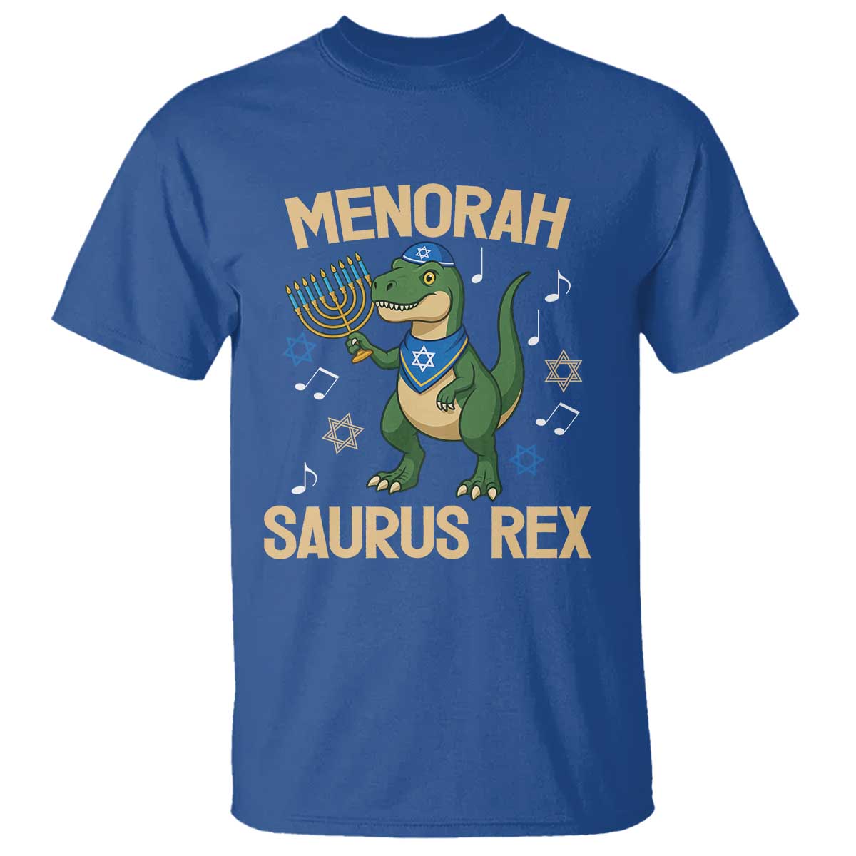 Funny Hanukkah Dinosaur Lover T Shirt Menorasaurus Rex Festival Of Lights Gift TS12 Royal Blue Print Your Wear