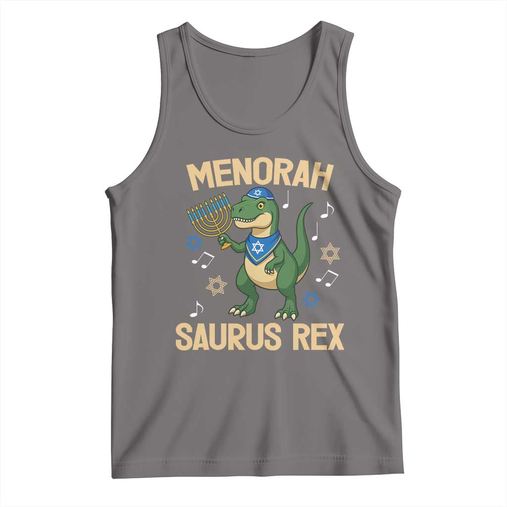 Funny Hanukkah Dinosaur Lover Tank Top Menorasaurus Rex Festival Of Lights Gift TS12 Deep Heather Print Your Wear