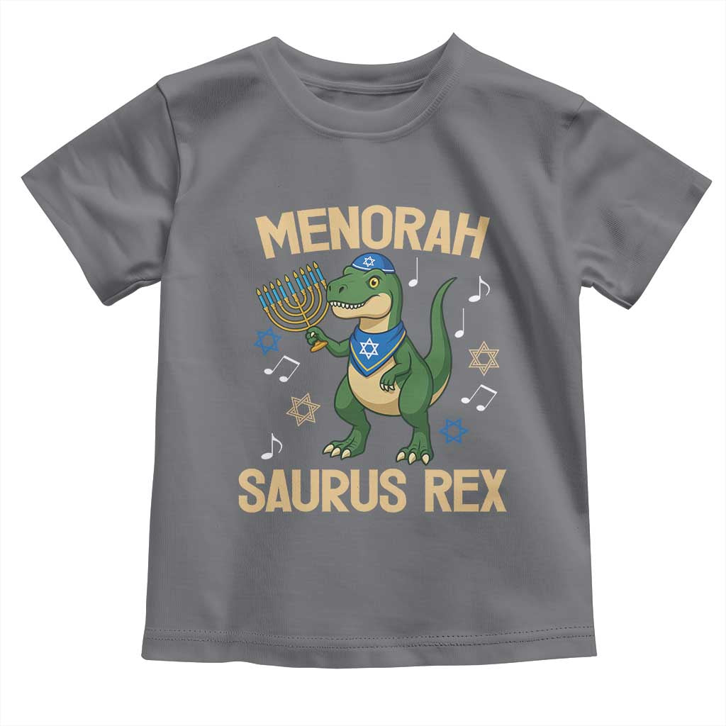 Funny Hanukkah Dinosaur Lover Toddler T Shirt Menorasaurus Rex Festival Of Lights Gift TS12 Charcoal Print Your Wear