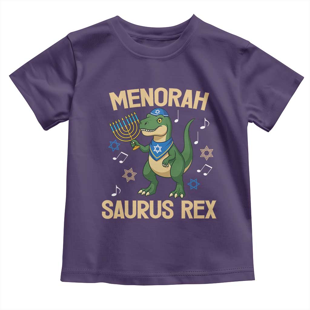 Funny Hanukkah Dinosaur Lover Toddler T Shirt Menorasaurus Rex Festival Of Lights Gift TS12 Purple Print Your Wear