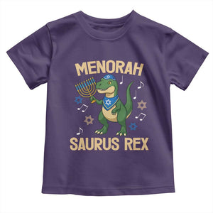Funny Hanukkah Dinosaur Lover Toddler T Shirt Menorasaurus Rex Festival Of Lights Gift TS12 Purple Print Your Wear