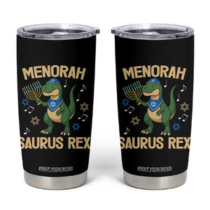 Funny Hanukkah Dinosaur Lover Tumbler Cup Menorasaurus Rex Festival Of Lights Gift TS12 Black Print Your Wear