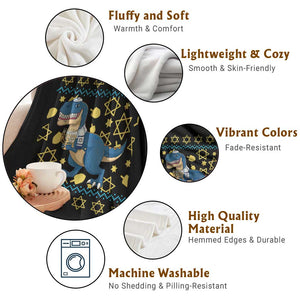 Funny Hanukkah Dinosaur Lover Ugly Sweater Throw Blanket Festival Of Lights Gift TS12 Print Your Wear