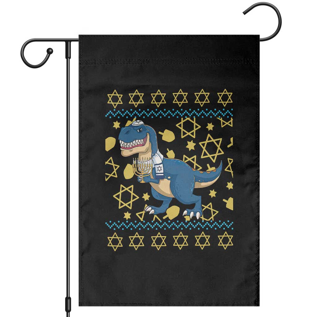 Funny Hanukkah Dinosaur Lover Ugly Sweater Garden Flag Festival Of Lights Gift TS12 Black Print Your Wear