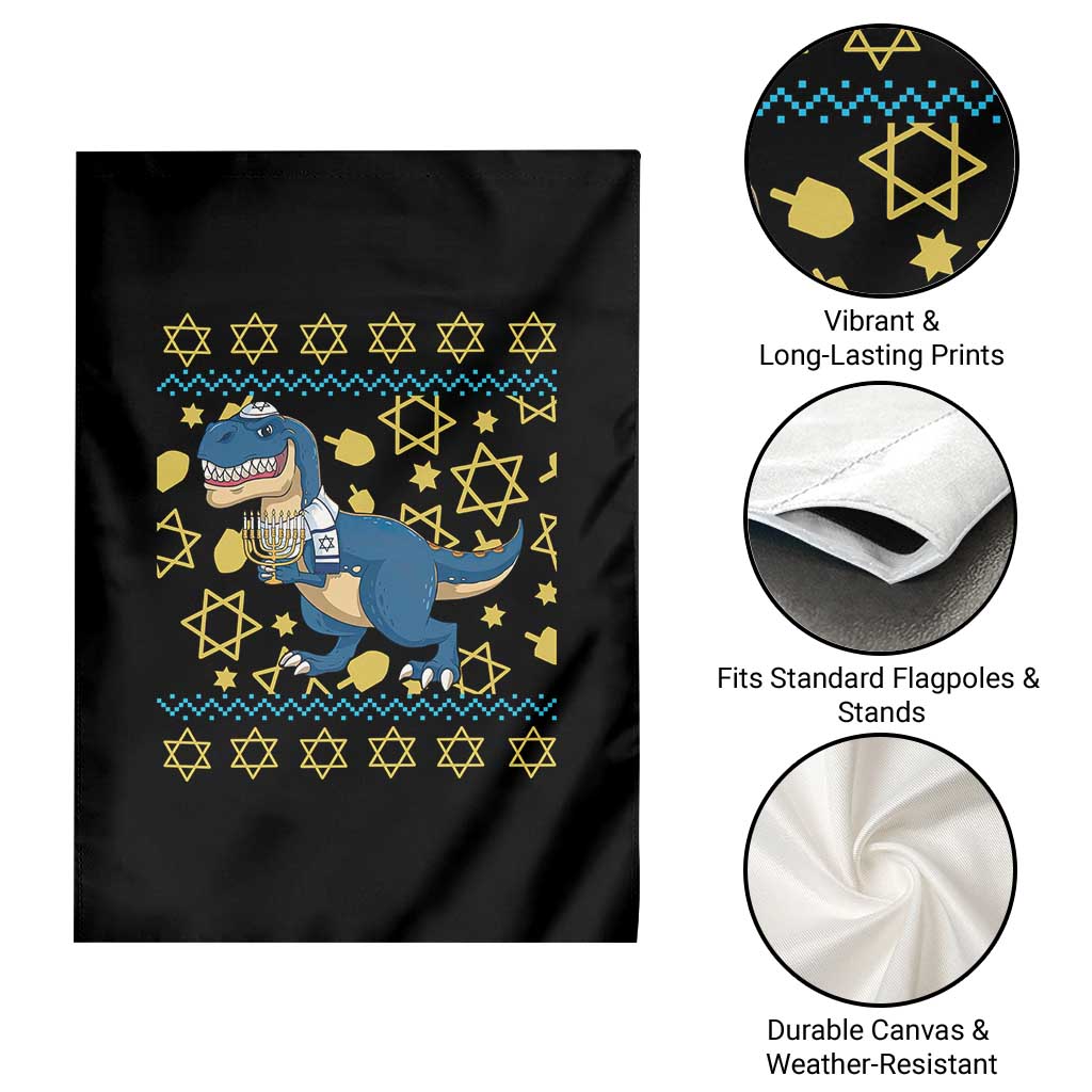 Funny Hanukkah Dinosaur Lover Ugly Sweater Garden Flag Festival Of Lights Gift TS12 Print Your Wear