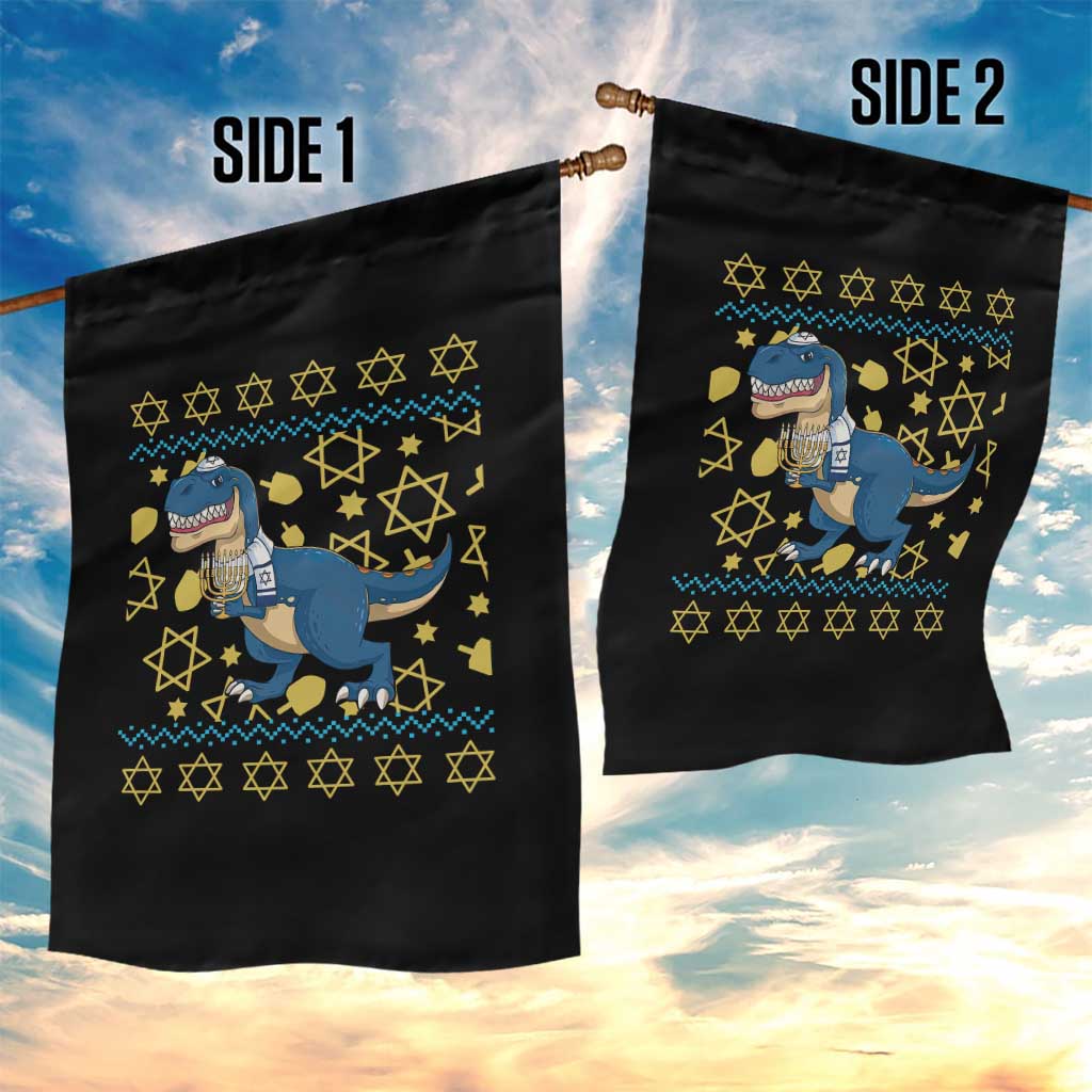 Funny Hanukkah Dinosaur Lover Ugly Sweater Garden Flag Festival Of Lights Gift TS12 Print Your Wear
