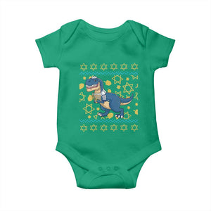 Funny Hanukkah Dinosaur Lover Ugly Sweater Baby Onesie Festival Of Lights Gift TS12 Irish Green Print Your Wear