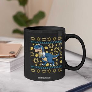 Funny Hanukkah Dinosaur Lover Ugly Sweater Coffee Mug Festival Of Lights Gift TS12 Print Your Wear