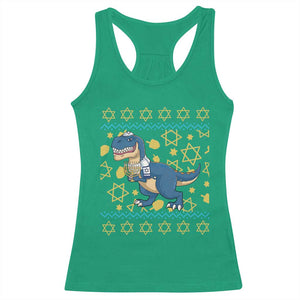 Funny Hanukkah Dinosaur Lover Ugly Sweater Racerback Tank Top Festival Of Lights Gift TS12 Irish Green Print Your Wear