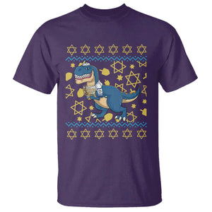 Funny Hanukkah Dinosaur Lover Ugly Sweater T Shirt Festival Of Lights Gift TS12 Purple Print Your Wear