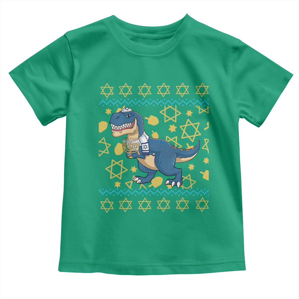 Funny Hanukkah Dinosaur Lover Ugly Sweater Toddler T Shirt Festival Of Lights Gift TS12 Irish Green Print Your Wear