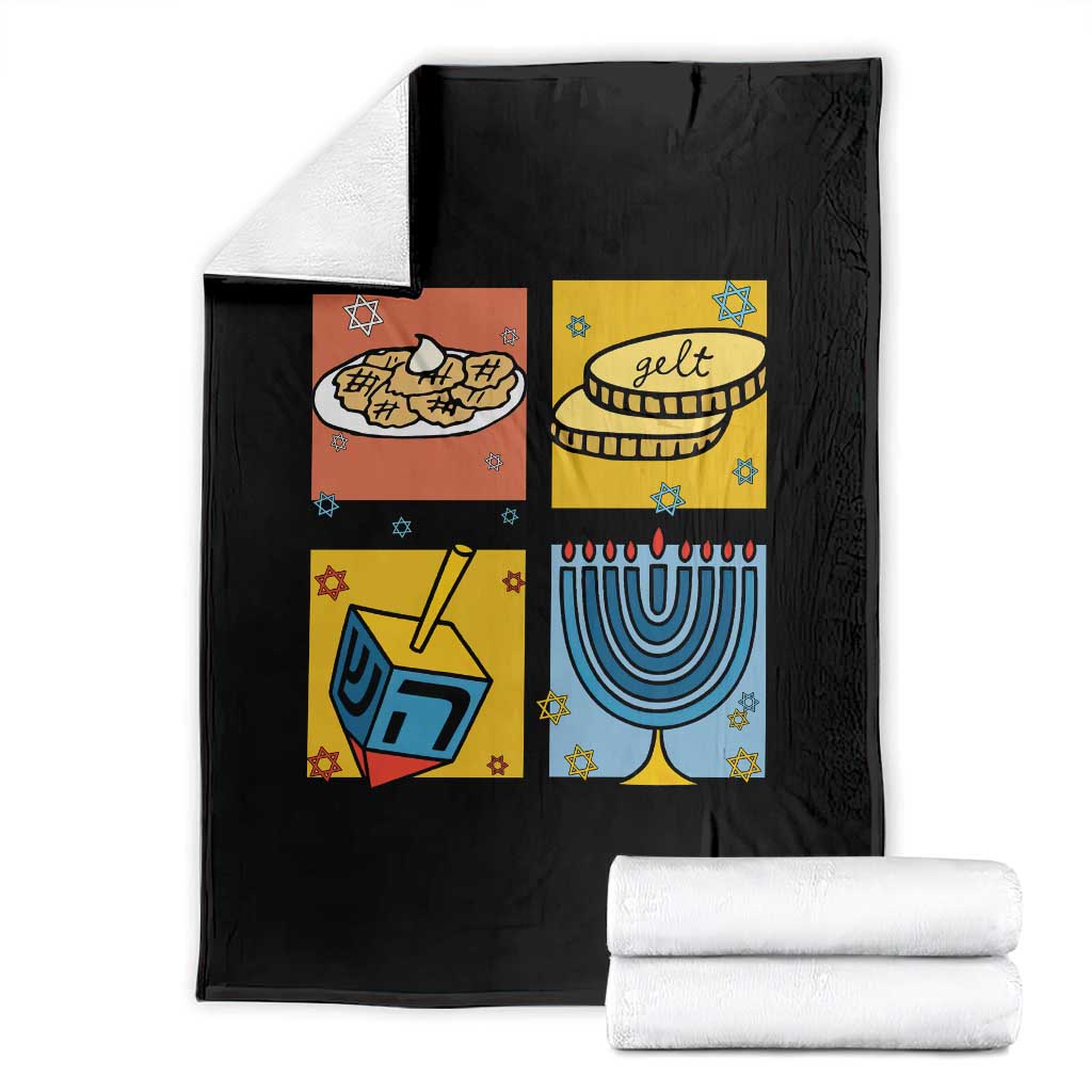 Hanukkah Throw Blanket Festival Of Lights Dreidel Menorah Candle Star Gift TS12 Black Print Your Wear