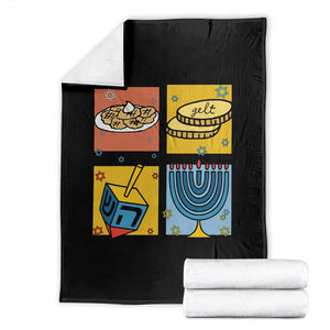 Hanukkah Throw Blanket Festival Of Lights Dreidel Menorah Candle Star Gift TS12 Black Print Your Wear