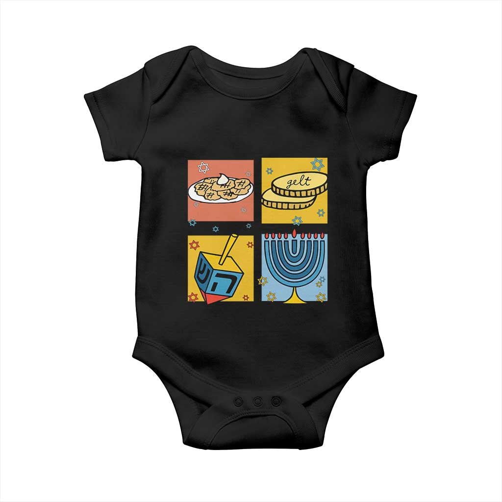 Hanukkah Baby Onesie Festival Of Lights Dreidel Menorah Candle Star Gift TS12 Black Print Your Wear