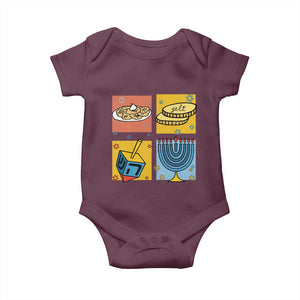 Hanukkah Baby Onesie Festival Of Lights Dreidel Menorah Candle Star Gift TS12 Maroon Print Your Wear