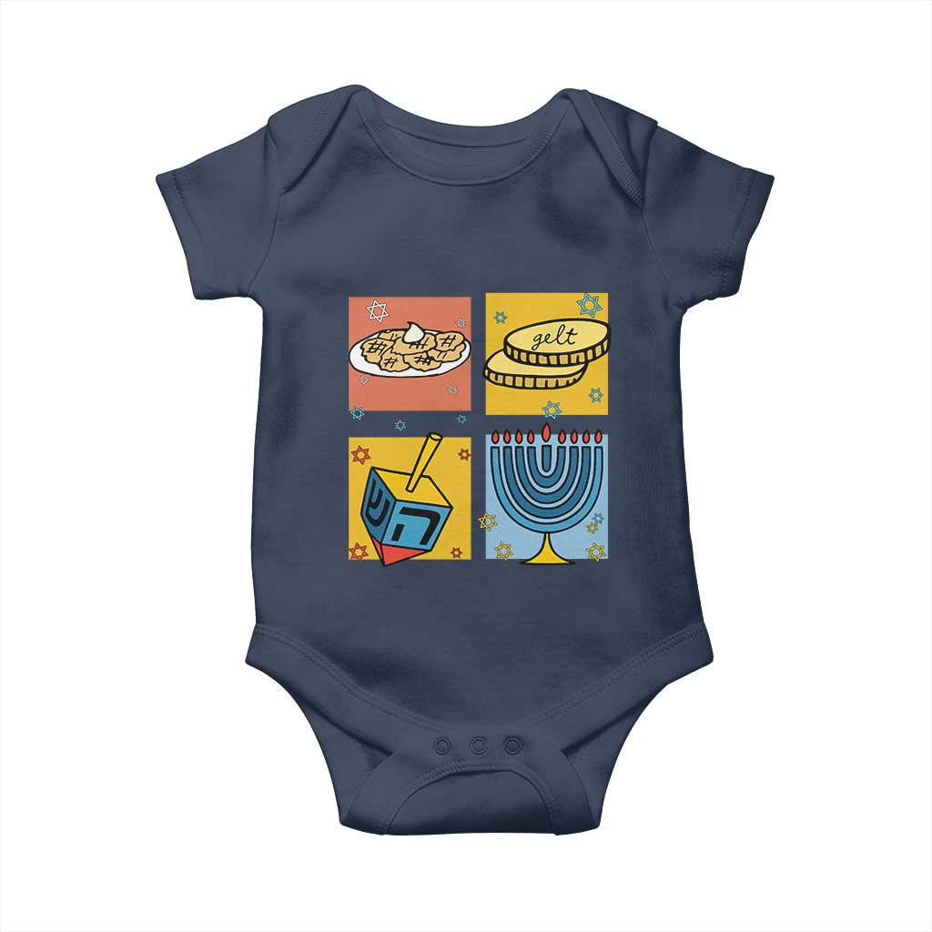 Hanukkah Baby Onesie Festival Of Lights Dreidel Menorah Candle Star Gift TS12 Navy Print Your Wear