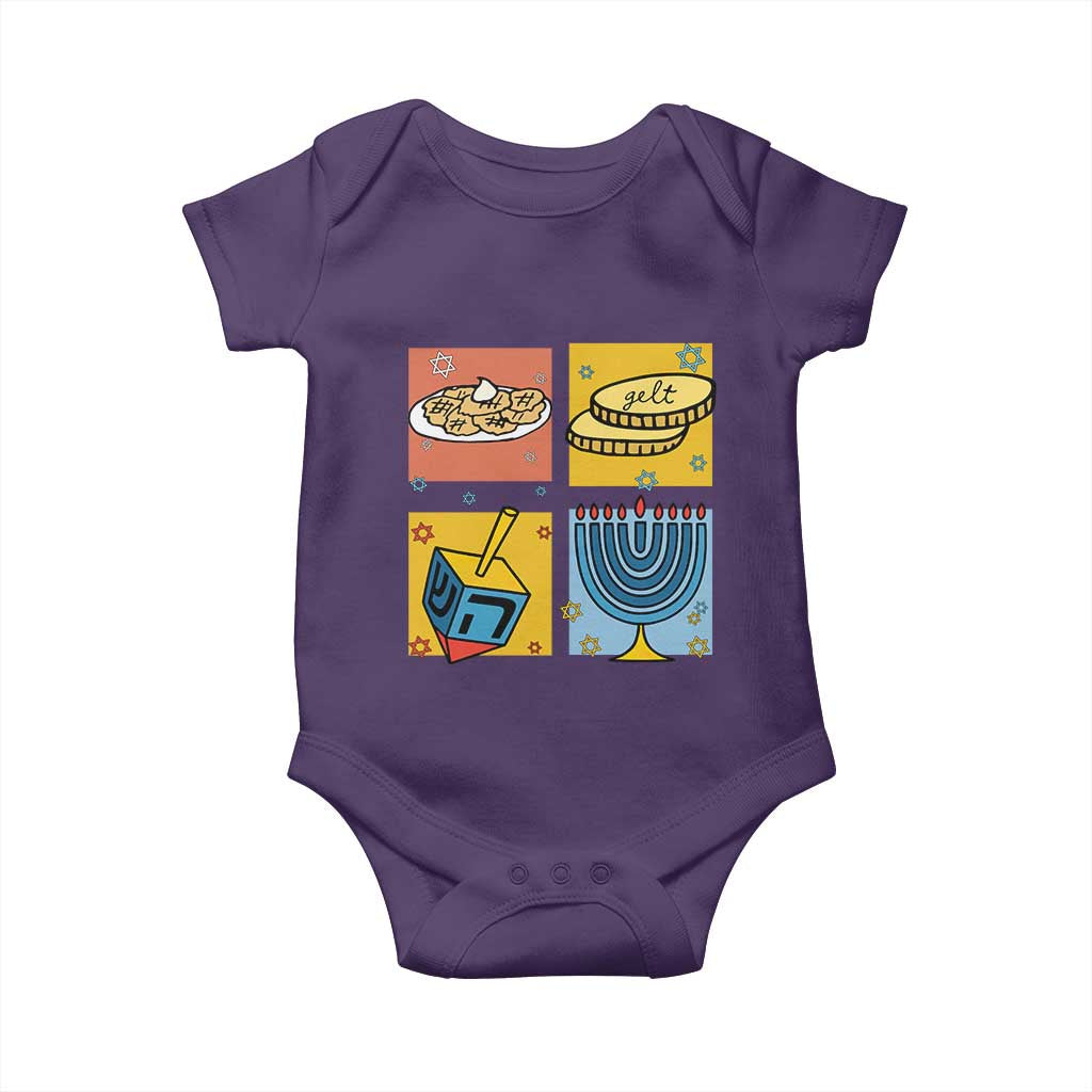 Hanukkah Baby Onesie Festival Of Lights Dreidel Menorah Candle Star Gift TS12 Purple Print Your Wear