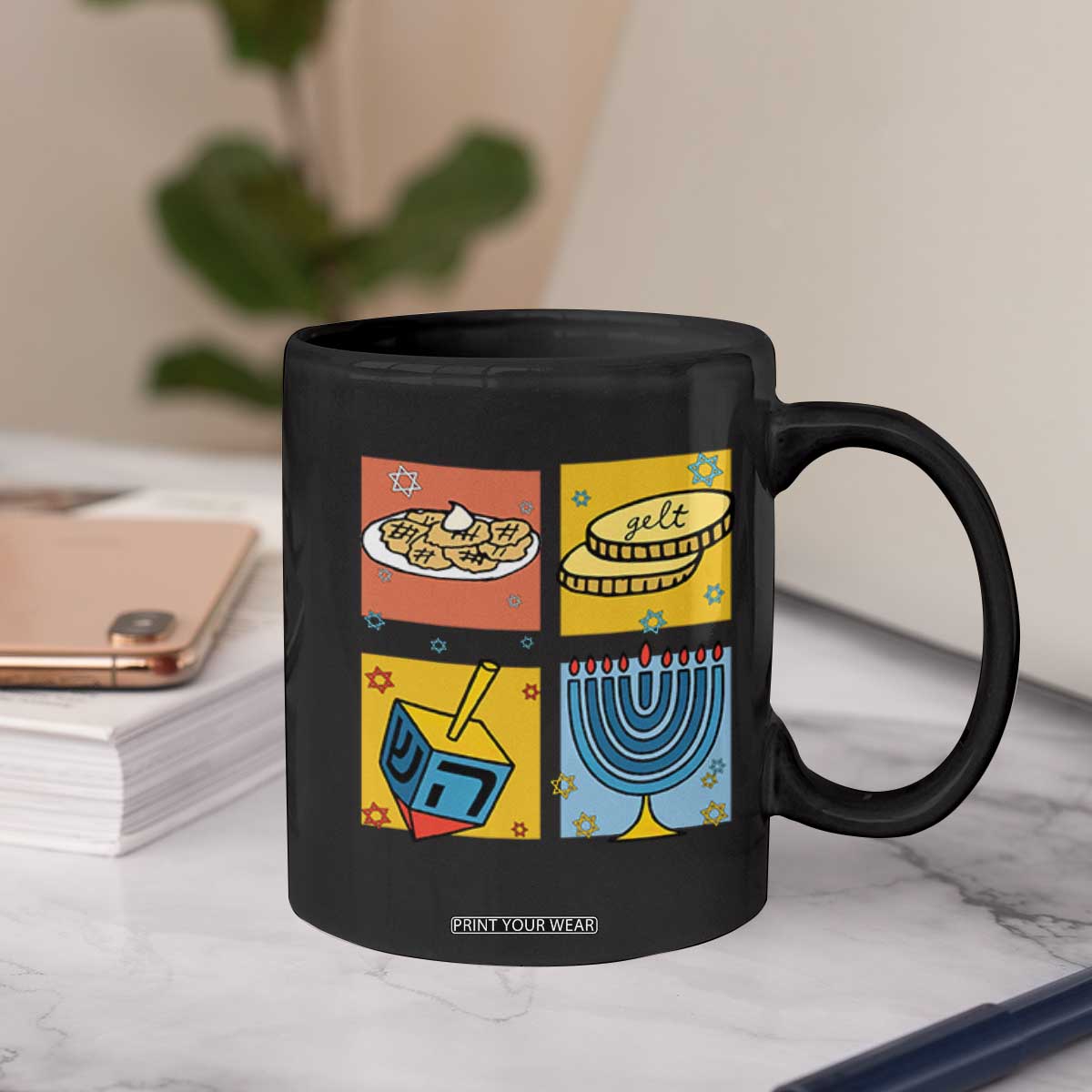 Hanukkah Coffee Mug Festival Of Lights Dreidel Menorah Candle Star Gift TS12 Print Your Wear