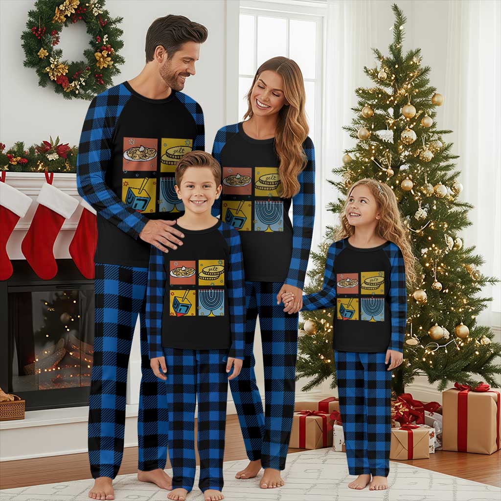 Hanukkah Plaid Pajama Set Festival Of Lights Dreidel Menorah Candle Star Gift TS12 Blue Plaid Print Your Wear