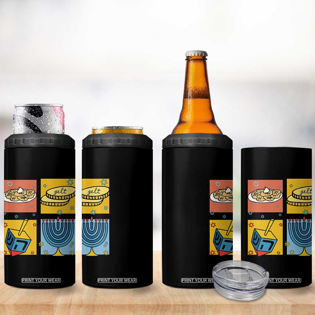Hanukkah 4 in 1 Can Cooler Tumbler Festival Of Lights Dreidel Menorah Candle Star Gift TS12 Print Your Wear